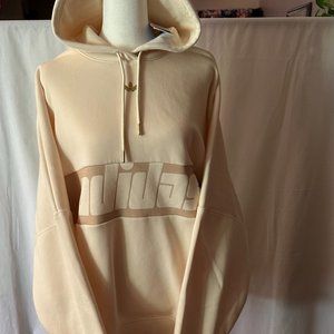 Women's Adidas Hoodie sweatshirt. Wonder white (off white) with brown stripe...